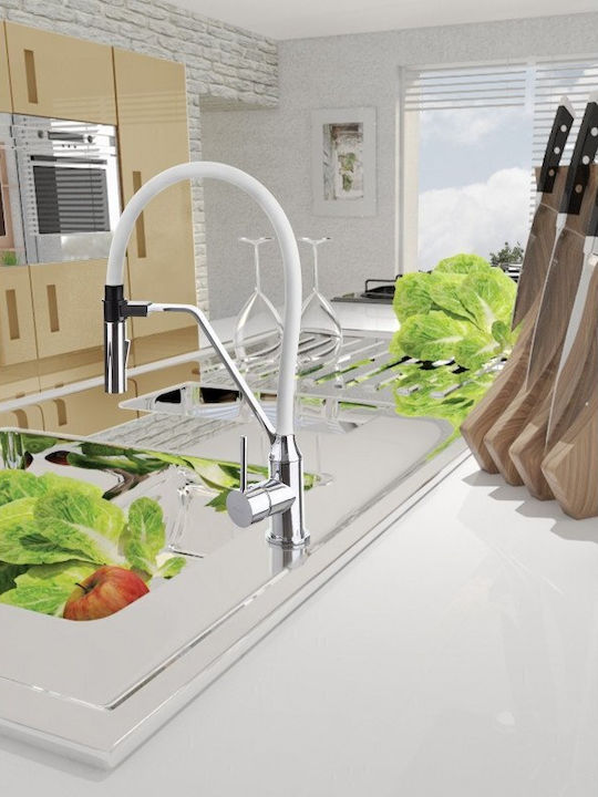 Invena Μπαταρία Κουζίνας Πάγκου Λευκή