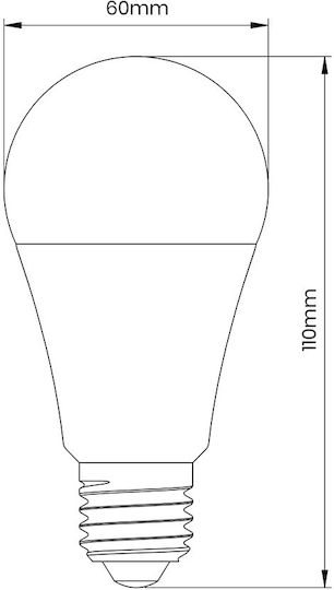 Eko Light Λάμπα LED 9W για Ντουί E27 και Σχήμα A60 Θερμό Λευκό 820lm