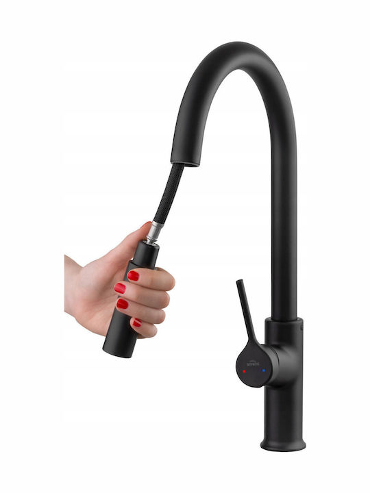 Invena Kitchen Faucet Counter with Shower Black