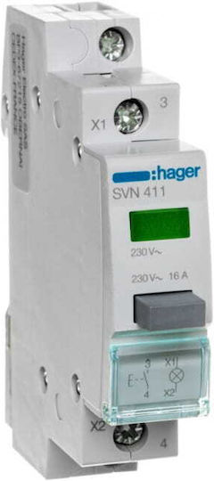 Hager Button Panel Push Button Switch 230V 16A Simple Push with LED Indicator Green