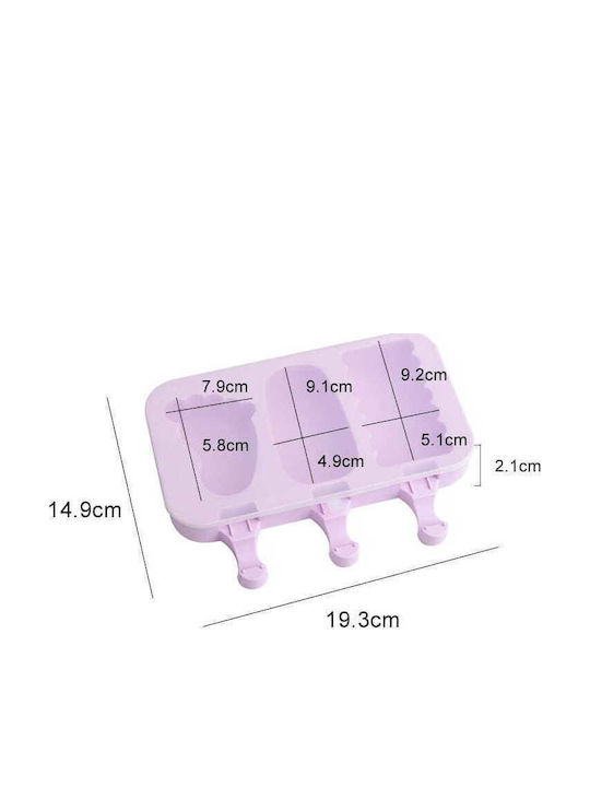 Cake Land Backform Eiscreme / Eislutscher Silikon 3 Plätze 14.9x19.3cm 1cm