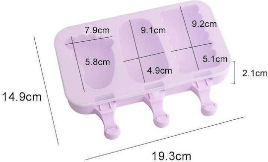 Cake Land Silicone Ice Cream & Ice Lolly 3 Cups Baking Pan 14.9x19.3cm
