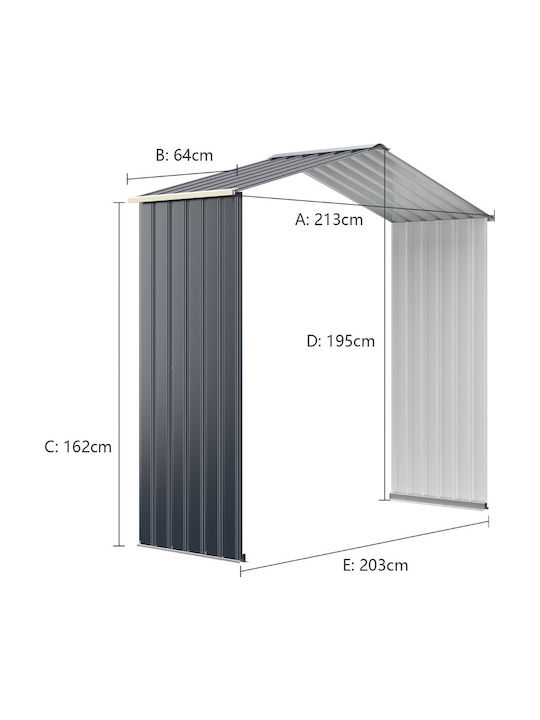 Metallic Garden Shed L2.13xW0.64xH1.95m