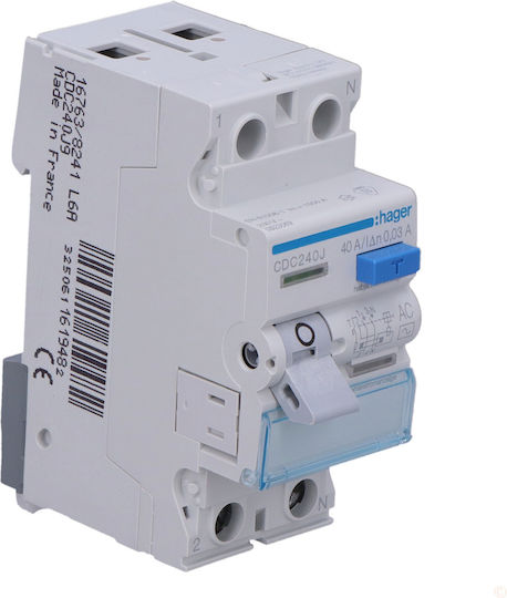 Hager 2-Poles Panel Push Switch 230V 40A