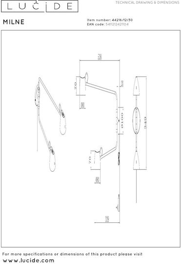 Lucide Lightning Milne Lamp Wall Black