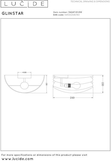 Lucide Lightning Glinstar Lamp Wall with Socket E27 Multicolour