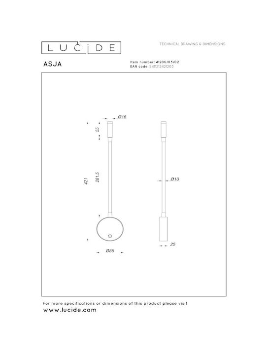 Lucide Lightning Asja Φωτιστικό Τοίχου Χρυσό