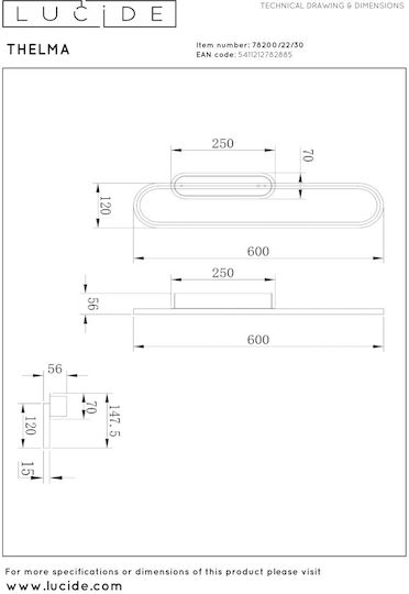 Lucide Lightning Thelma Lamp Wall Black