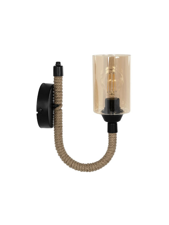 GloboStar Rift Vintage Φωτιστικό Τοίχου με Ντουί E27 Μαύρο 22.5x28.5εκ.