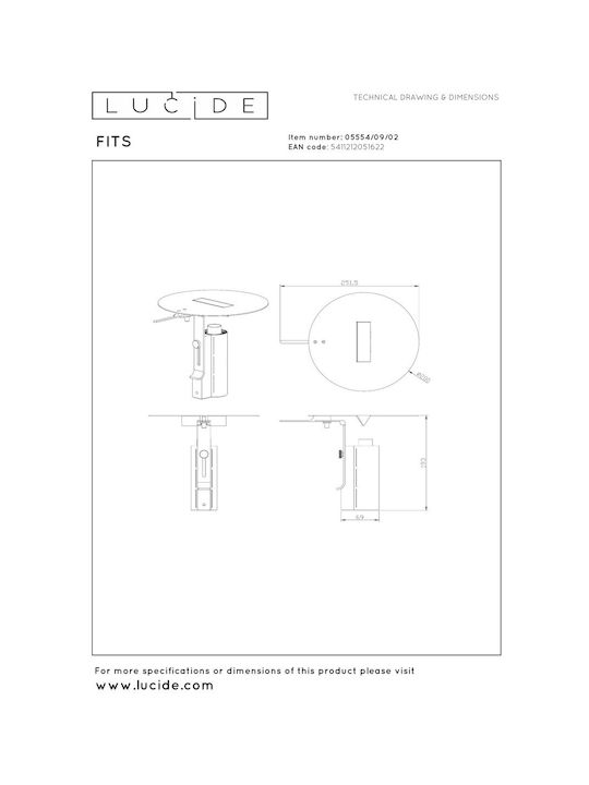 Lucide Lightning Διακοσμητικό Φωτιστικό Fits LED Θερμό Λευκό 3000K 20x20εκ.