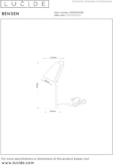Lucide Lightning Διακοσμητικό Φωτιστικό Bensen E14