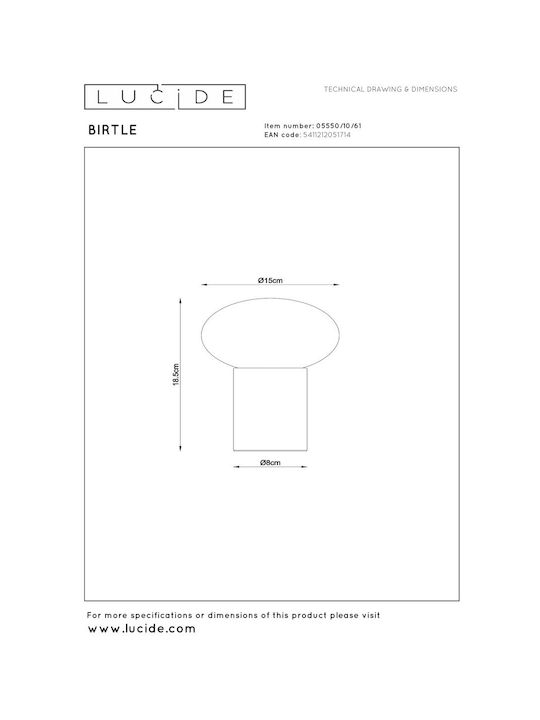 Lucide Lightning Διακοσμητικό Φωτιστικό E27 15x19.5εκ.