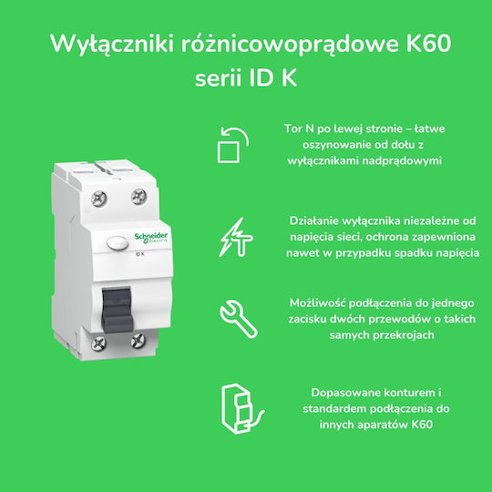 Schneider Electric Phase 2-Pole Earth Leakage Relay 25A