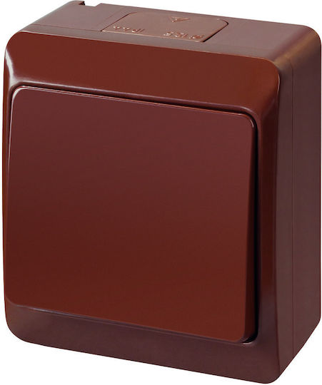 Elektro Plast Waterproof Wall Switch Single with Brown Frame