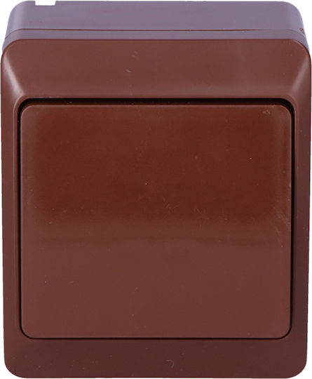 Elektro Plast Waterproof Wall Switch Single with Brown Frame