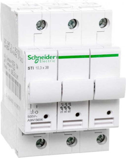 Schneider Electric Acti 9 Disconnect Switch Electrical Panel STI 3P 10.3x38mm A9N15656