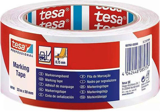 Tesa 60760 Plastic Adhesive Marking Tape Multicolour Red/White L33m