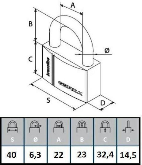 Gerda Bronze Padlock Brass with Key 20mm 1pcs
