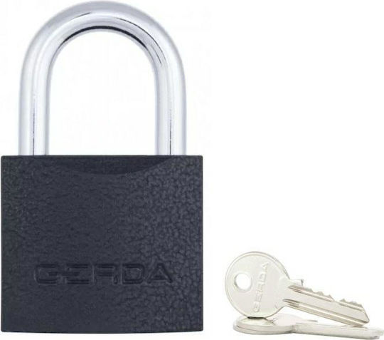Gerda Steel Padlock Brass with Key 60mm Black 1pcs