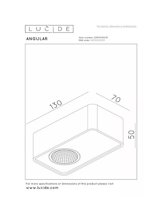Lucide Lightning Angular Μονό LED Σποτ σε Λευκό Χρώμα