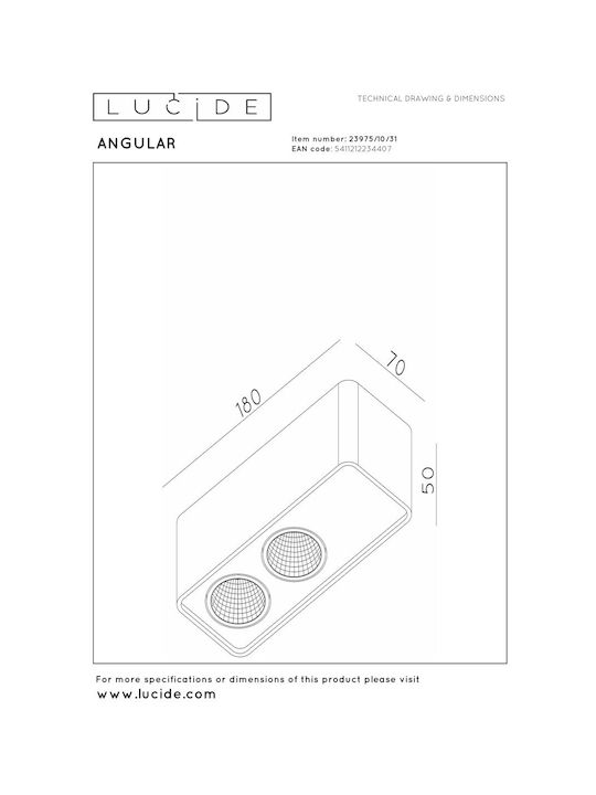 Lucide Lightning Angular LED Spot with 10 Lights in White Color