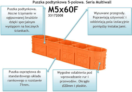 Simet Flush Electrical Box IP20 in Orange Color