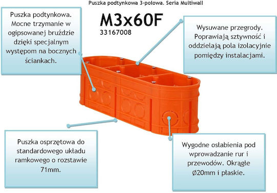 Simet Flush Electrical Box IP20 in Orange Color