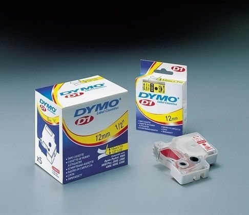 Dymo D1 45018 Label Maker Tape in Black Colour 5 Pieces Compatible with Dymo D1 Dymo Rhino/IND