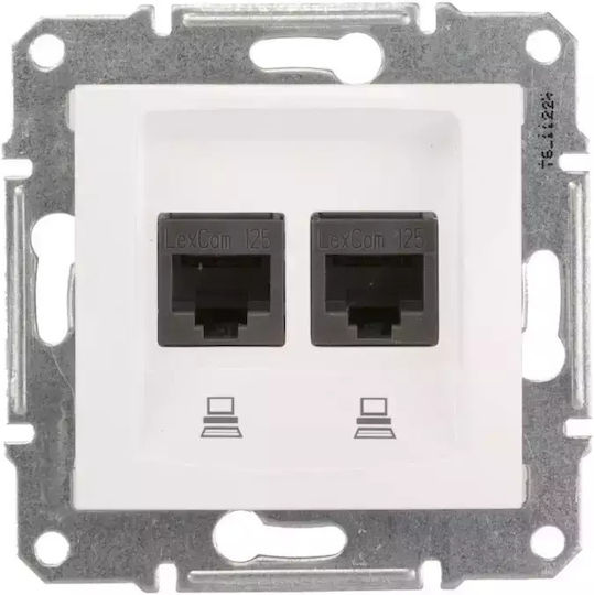 Schneider Electric Sedna Διπλή Εξωτερική Πρίζα Δικτύου RJ45 Τύπου Cat5e σε Λευκό Χρώμα SDN4400121