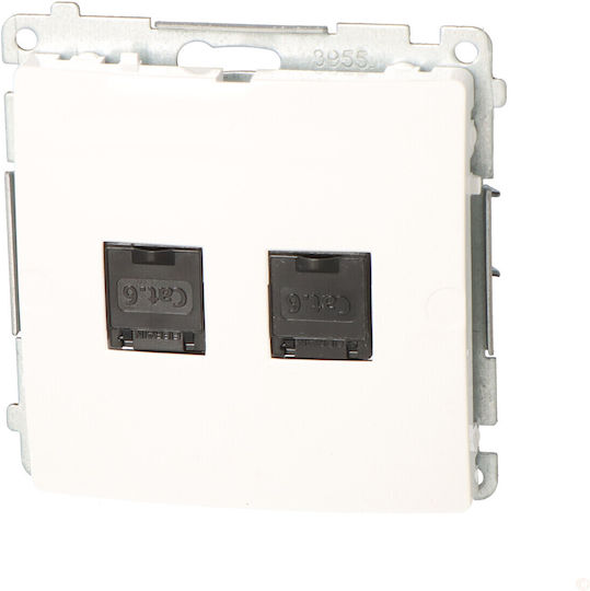 Kontakt-Simon Doppelte Netzwerksteckdose RJ45 mit Gehäuse Typ Cat6 in Schwarz Farbe BM62.01/11