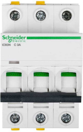 Schneider Electric Automatic Circuit Breaker 3A Triple-pole AC/DC A9F04303