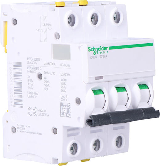 Schneider Electric Automatic Circuit Breaker 32A Triple-pole AC A9F04332