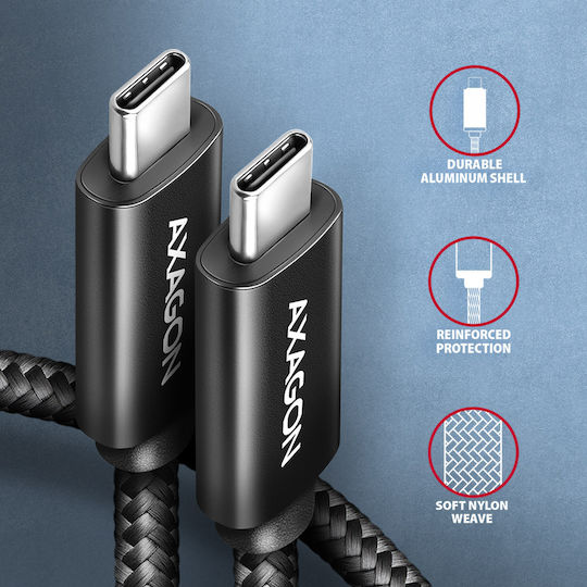 Axagon Cablu USB 2.0 USB-C Masculin - USB-C 240W PD Negru 2m AKAXNTUCM2CM20A