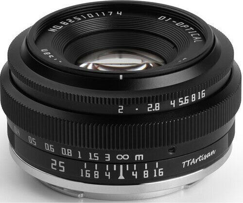 TTArtisan Crop Obiectiv Foto 25mm f/2 Fix pentru Montura Fujifilm X Black