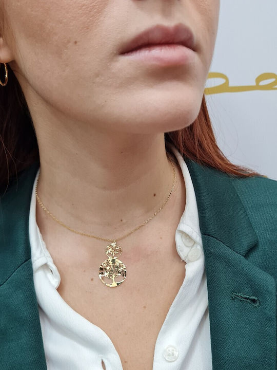Mentzos Κολιέ Δέντρο από Επιχρυσωμένο Ασήμι