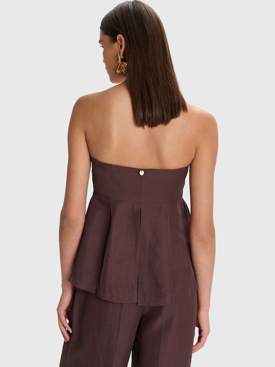 Γυναικεία Μπλούζα Strapless Καφέ