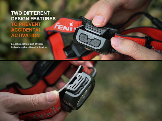 Fenix Rechargeable Headlamp LED IP66 with Maximum Brightness 1300lm Black