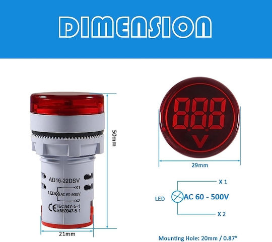 Sinotimer Voltmetru Panou Electric Digital Monofazic