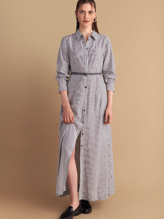 Maxi Hemdkleid Langärmeliges Graues