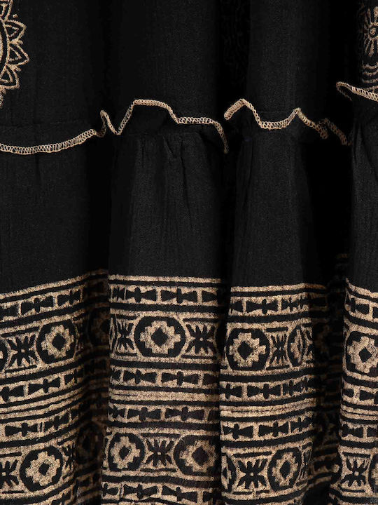 Sommer Midi Wickel Damenkleid Schwarz