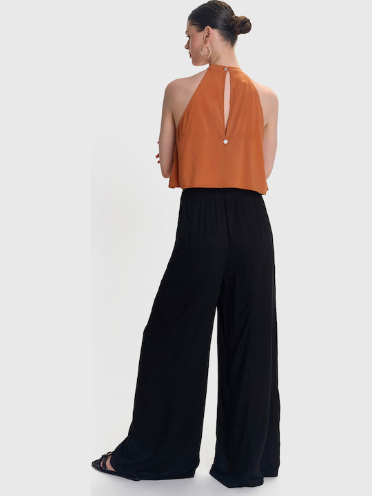 Women's Fabric Trousers in Loose Fit Black