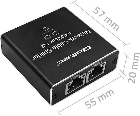 Разпределител Qoltec Сплитер Мини Суич 1x2 Порт RJ45 1000Mbps USB-C Алуминий