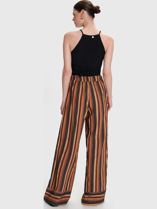 Women's Fabric Trousers Striped Multicolor