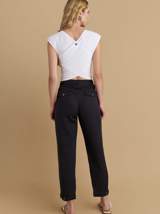 Women's Fabric Trousers Black 9909136 Almost Black