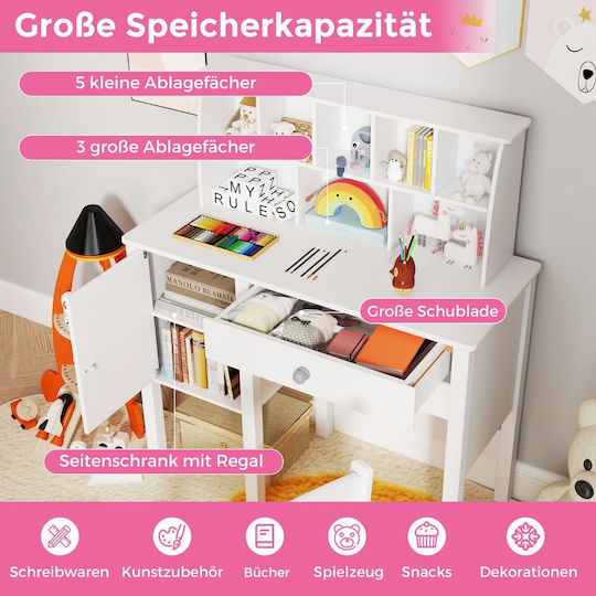 Kids Desk made of Melamine White 79x34x91cm