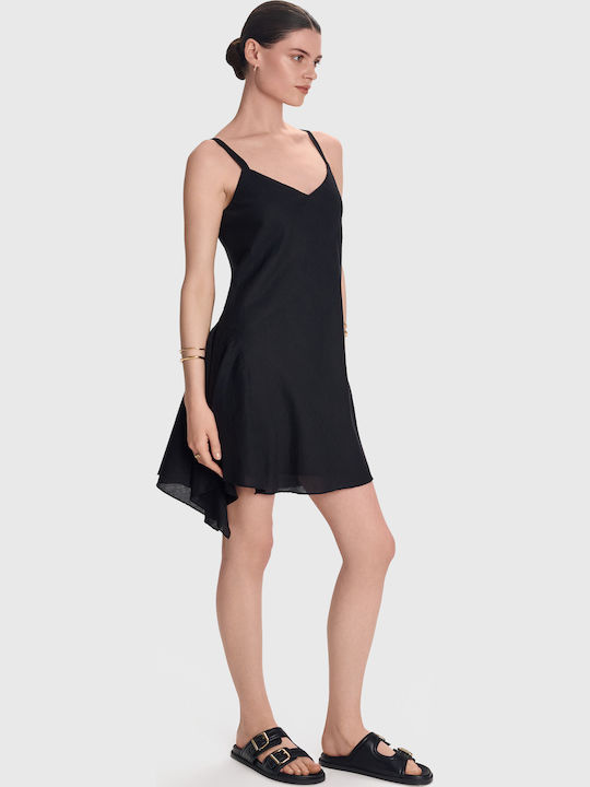 Leder Flache Sandalen für Damen in Schwarz Farbe