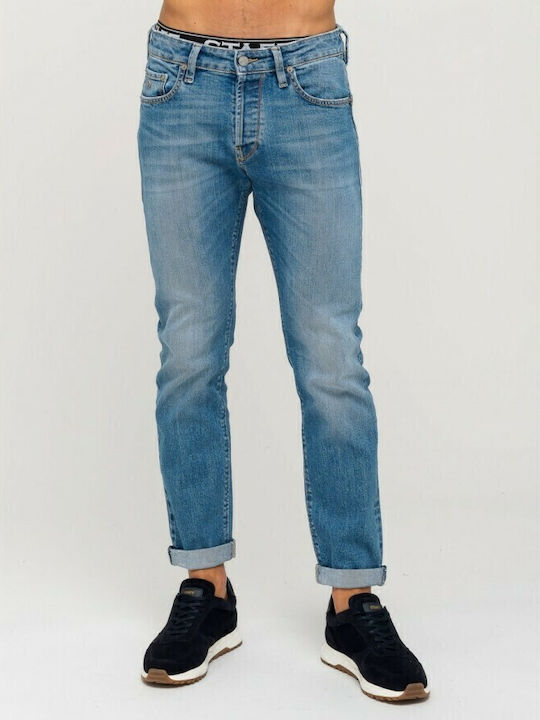 Simon Pantaloni Jeans pentru Bărbați Elastic cu Croială Slim Blue