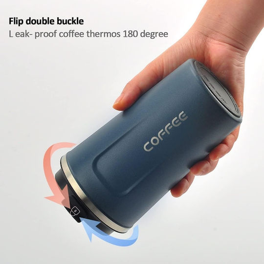 Uncle George Glass Thermos Stainless Steel / Aluminum BPA Free 510ml Mouthpiece Blue with Mouthpiece