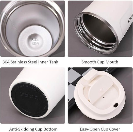Uncle George Glass Thermos Stainless Steel / Aluminum BPA Free 510ml White Mouthpiece with Mouthpiece