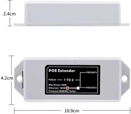 E-zy.net 1t2prie 1 2 10/100μ PoE-Adapter Extender Switch 48V 802.3af